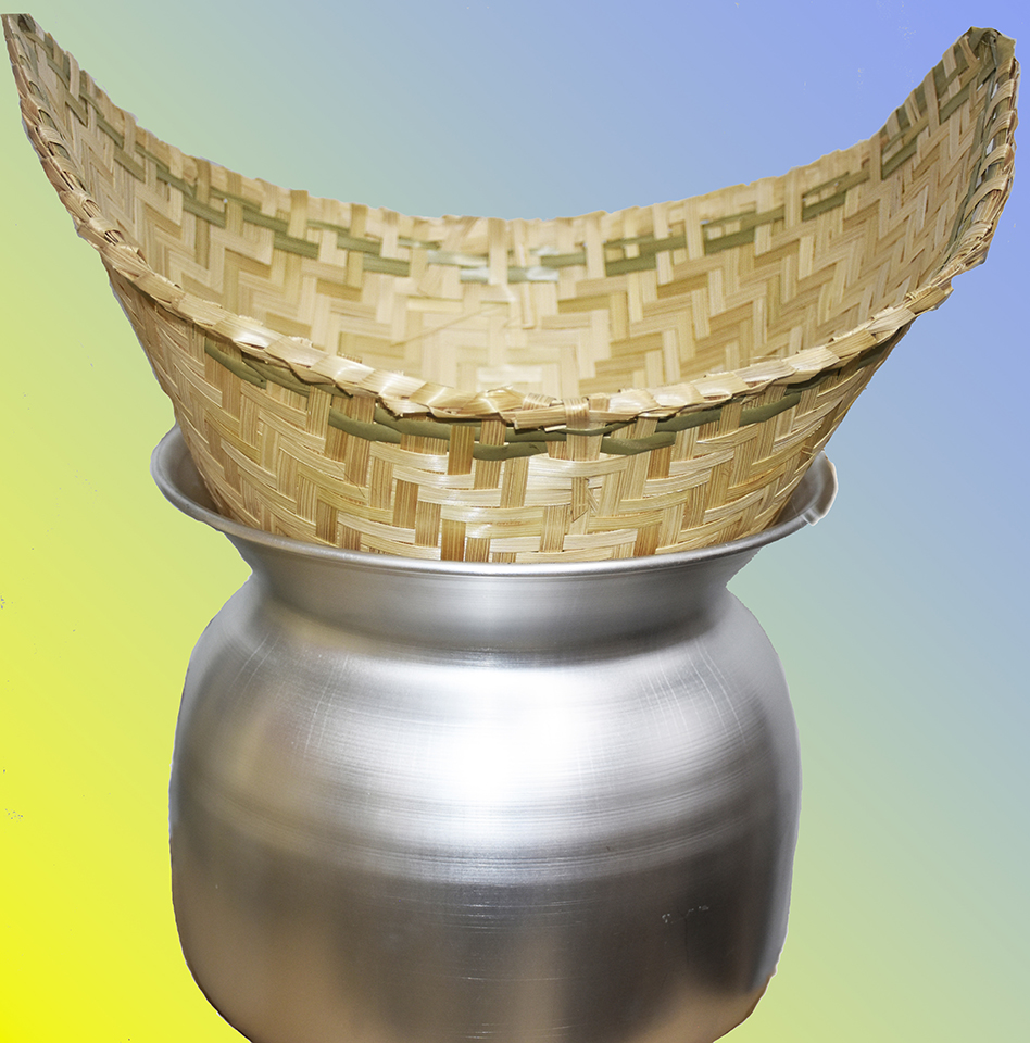 Sticky rice steamer basket and pot